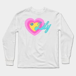 Lily in Colorful Heart Illustration Long Sleeve T-Shirt